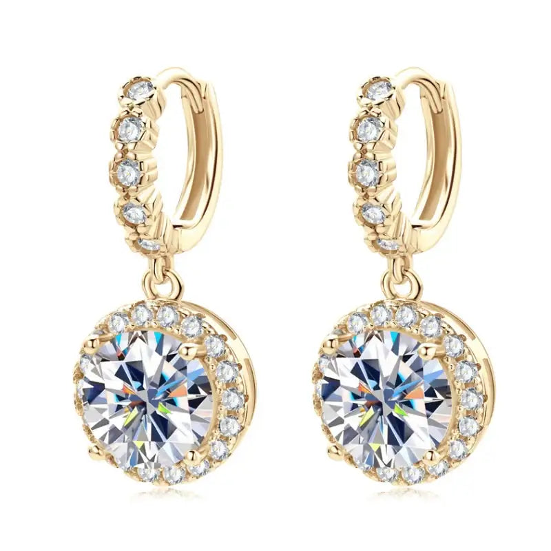 Moissanite Hoop Huggie Earrings 925 Sterling Silver Dangle Drop 3ct 2ct