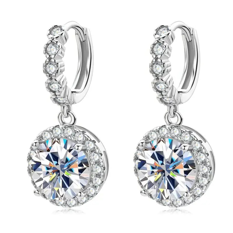 Moissanit Creolen Ohrringe 925 Sterling Silber Dangle Drop 3ct 2ct