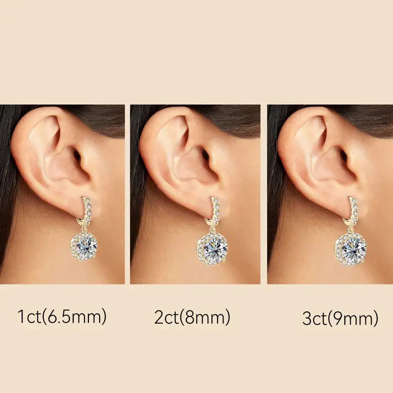 Moissanite Hoop Huggie Earrings 925 Sterling Silver Dangle Drop 3ct 2ct