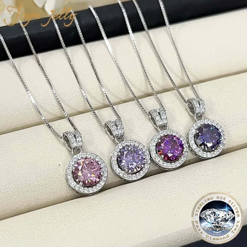 Ensemble collier et boucles d'oreilles moissanite 2 carats en argent sterling 925, bijoux de mariage