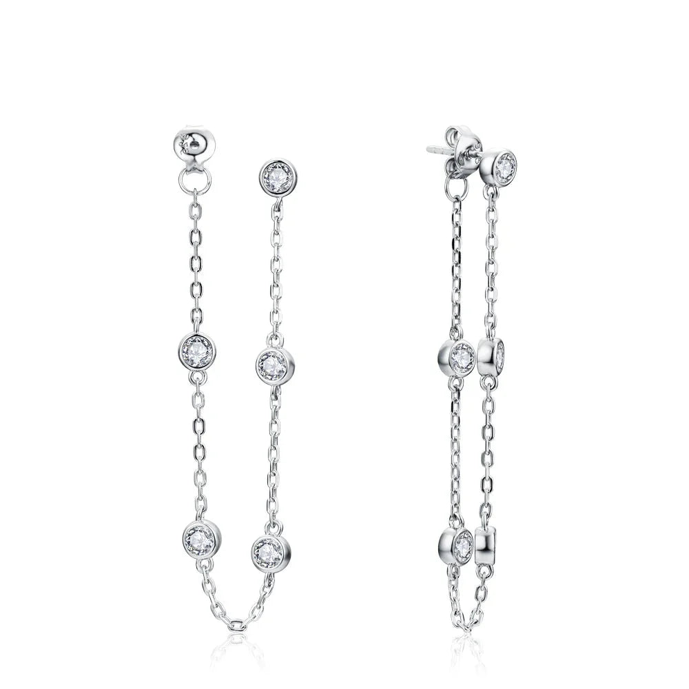 Boucles d'oreilles clous rondes en moissanite 3,5mm D/VVS1 en argent sterling 925