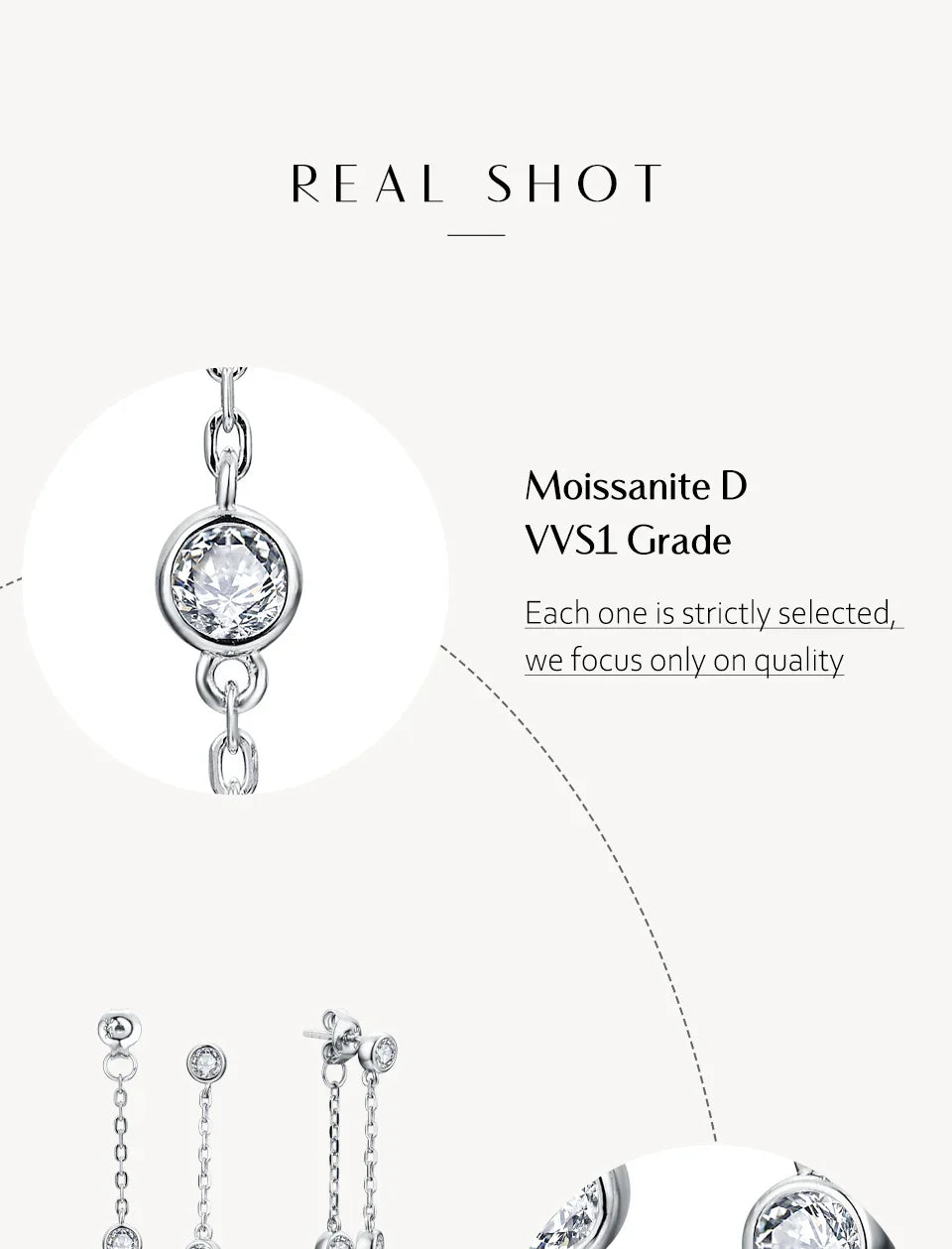 Boucles d'oreilles clous rondes en moissanite 3,5mm D/VVS1 en argent sterling 925