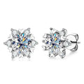 Moissanite 925 Sterling Silver Snowflake Stud Earrings 1CT VVS1 Certificate