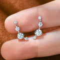 Boucles d'oreilles grimpantes à clous en moissanite, rondes, en argent sterling 925, pour femme, boîte cadeau