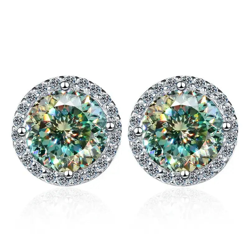 Moissanite Stud Earrings 0.8ct D Color 925 Sterling Silver 18K White Gold