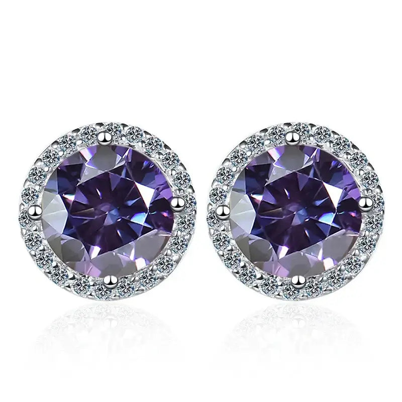 Moissanite Stud Earrings 0.8ct D Color 925 Sterling Silver 18K White Gold