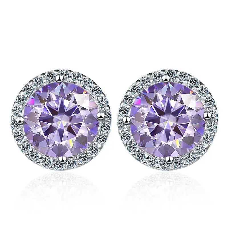 Moissanite Stud Earrings 0.8ct D Color 925 Sterling Silver 18K White Gold