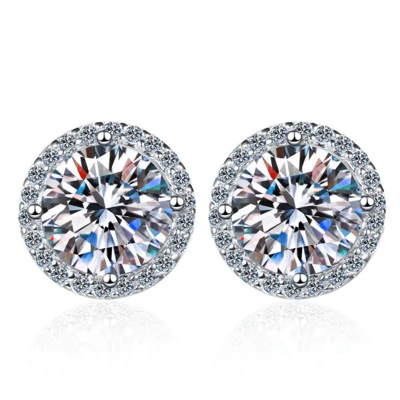 Moissanite Stud Earrings 0.8ct D Color 925 Sterling Silver 18K White Gold