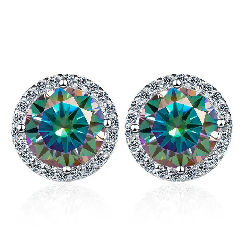 Moissanite Stud Earrings 0.8ct D Color 925 Sterling Silver 18K White Gold