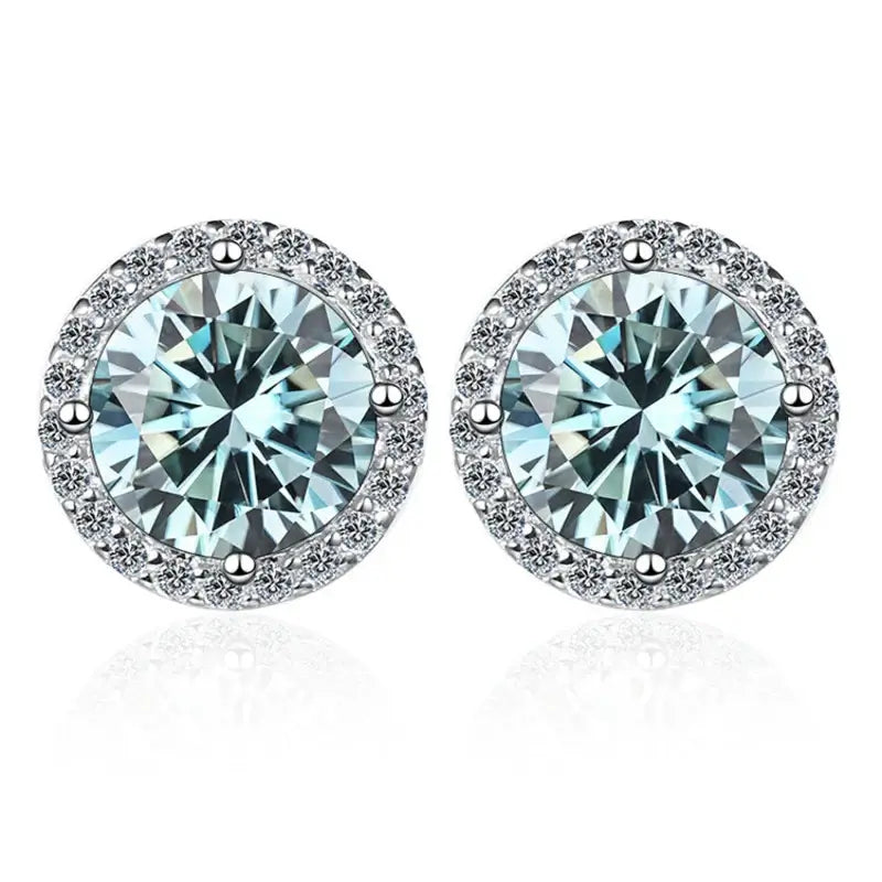 Moissanite Stud Earrings 0.8ct D Color 925 Sterling Silver 18K White Gold