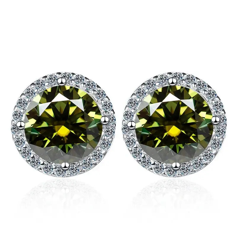 Moissanite Stud Earrings 0.8ct D Color 925 Sterling Silver 18K White Gold