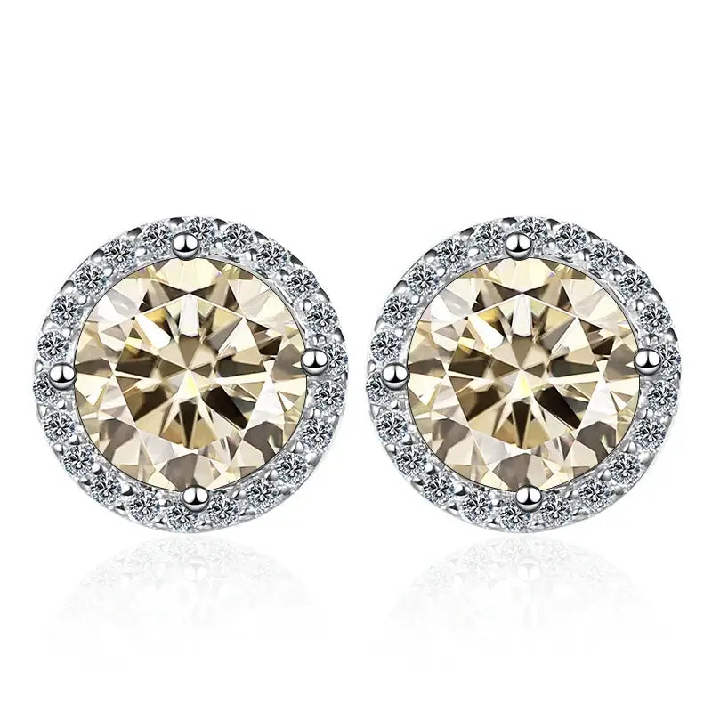 Moissanite Stud Earrings 0.8ct D Color 925 Sterling Silver 18K White Gold