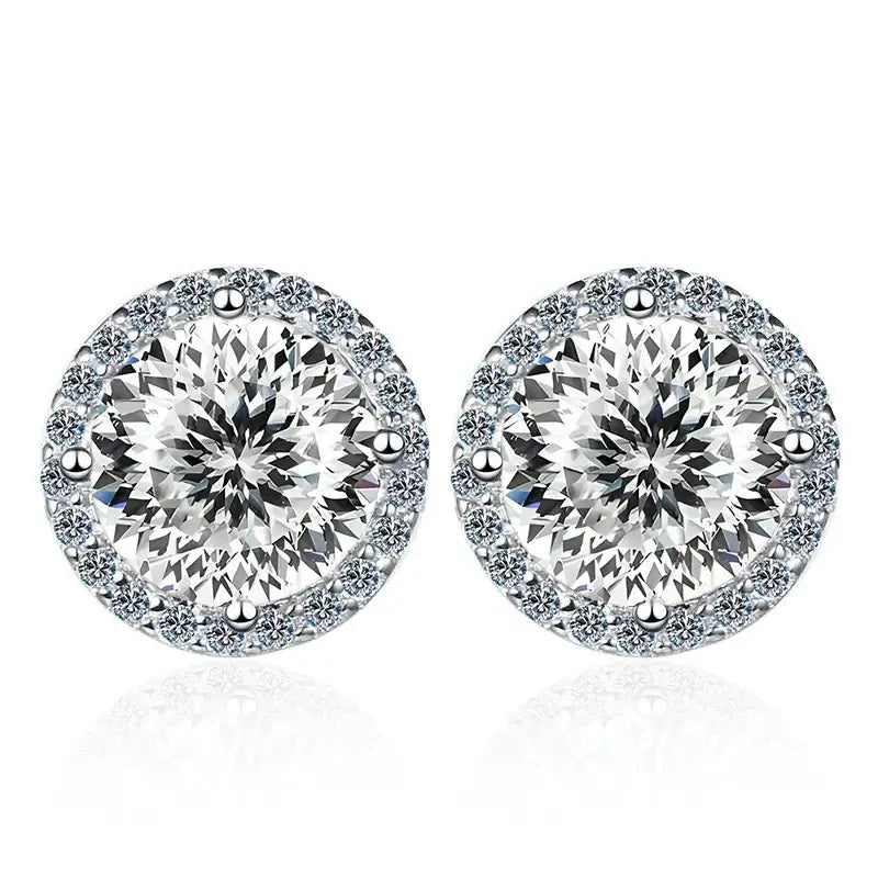 Moissanite Stud Earrings 0.8ct D Color 925 Sterling Silver 18K White Gold