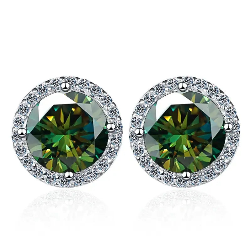 Moissanite Stud Earrings 0.8ct D Color 925 Sterling Silver 18K White Gold