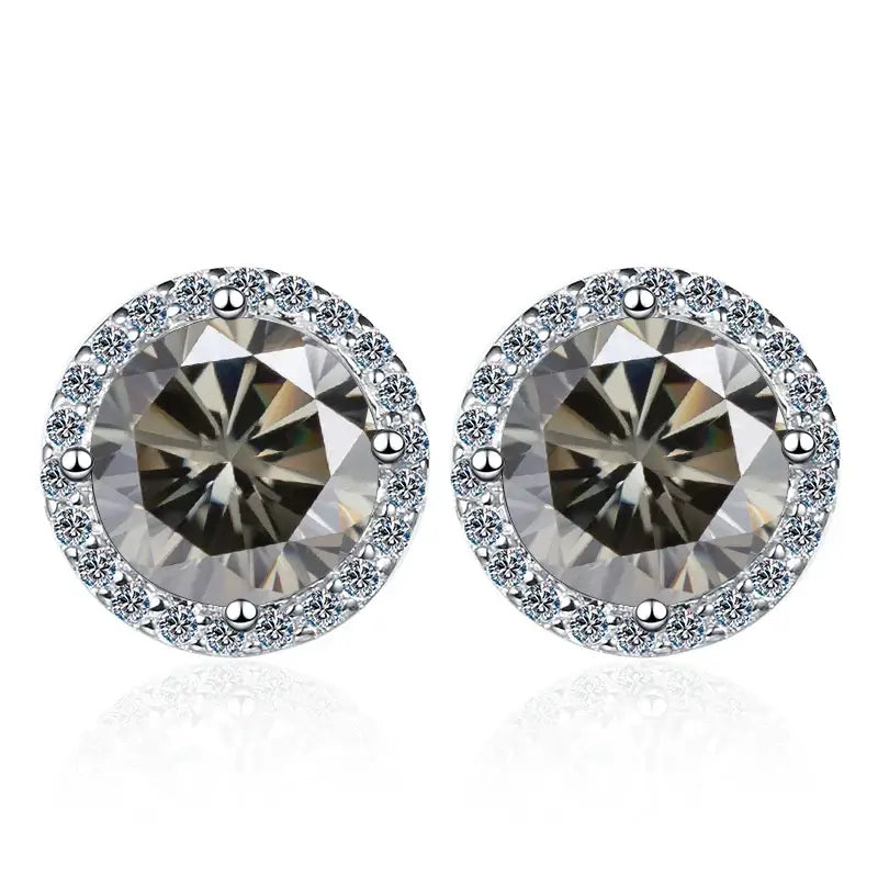Moissanite Stud Earrings 0.8ct D Color 925 Sterling Silver 18K White Gold