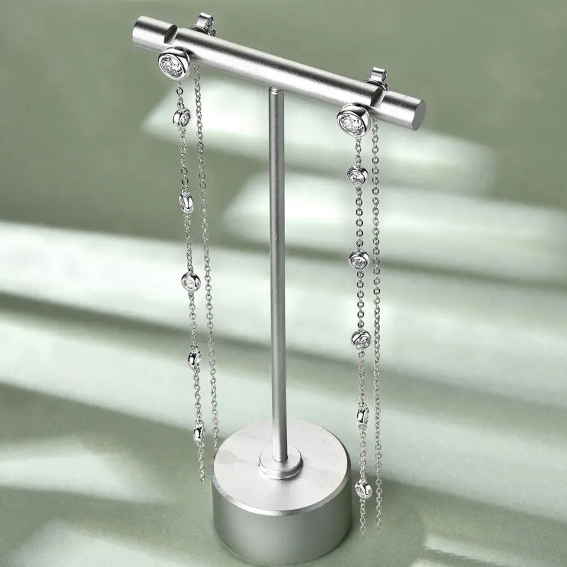 Boucles d'oreilles clous en moissanite 2 carats, couleur D, coupe ronde VVS1, pompon en argent sterling 925