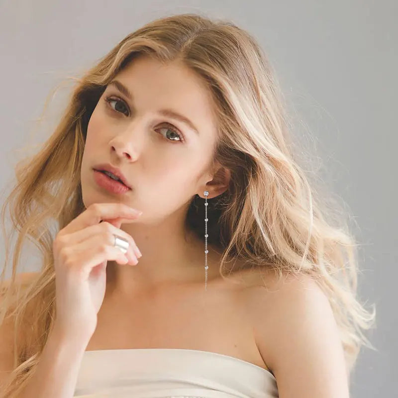 Boucles d'oreilles clous en moissanite 2 carats, couleur D, coupe ronde VVS1, pompon en argent sterling 925