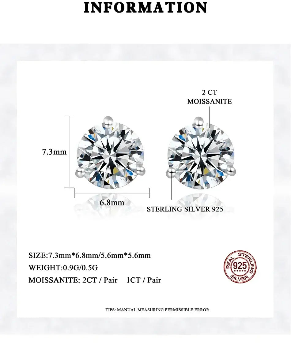 Moissanite Ohrstecker 925er Sterlingsilber Kleine Klassische Koreanische Mode Geschenk