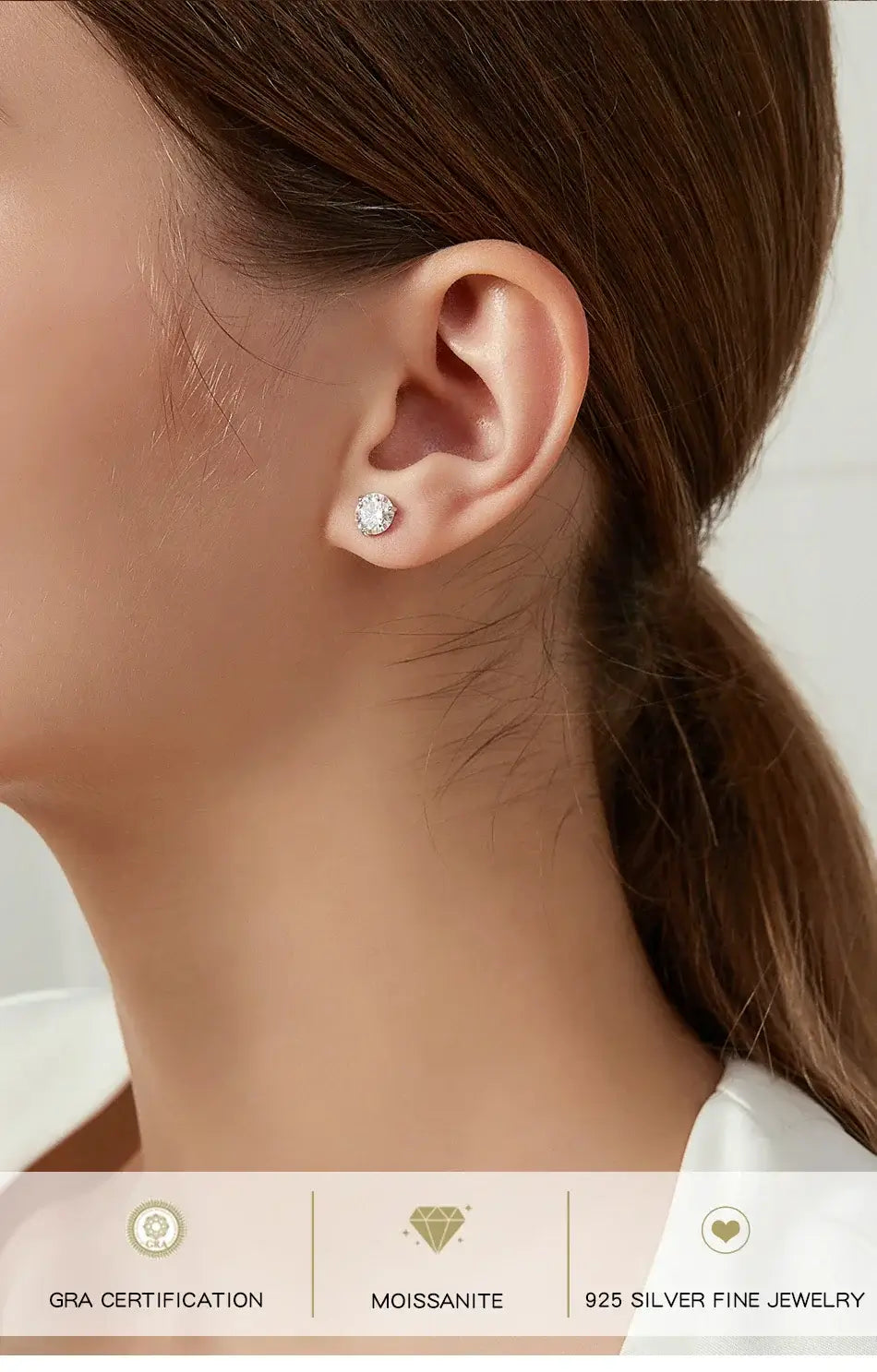Moissanite Ohrstecker 925er Sterlingsilber Kleine Klassische Koreanische Mode Geschenk