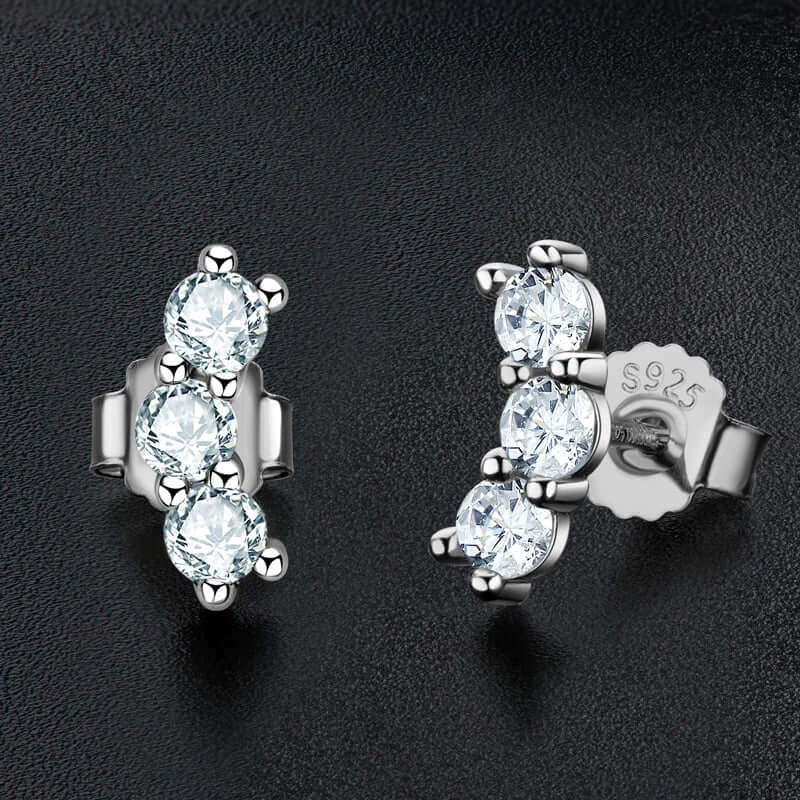 Moissanit Ohrstecker 925 Sterling Silber Mini Curved Climber Ohrringe für Damen