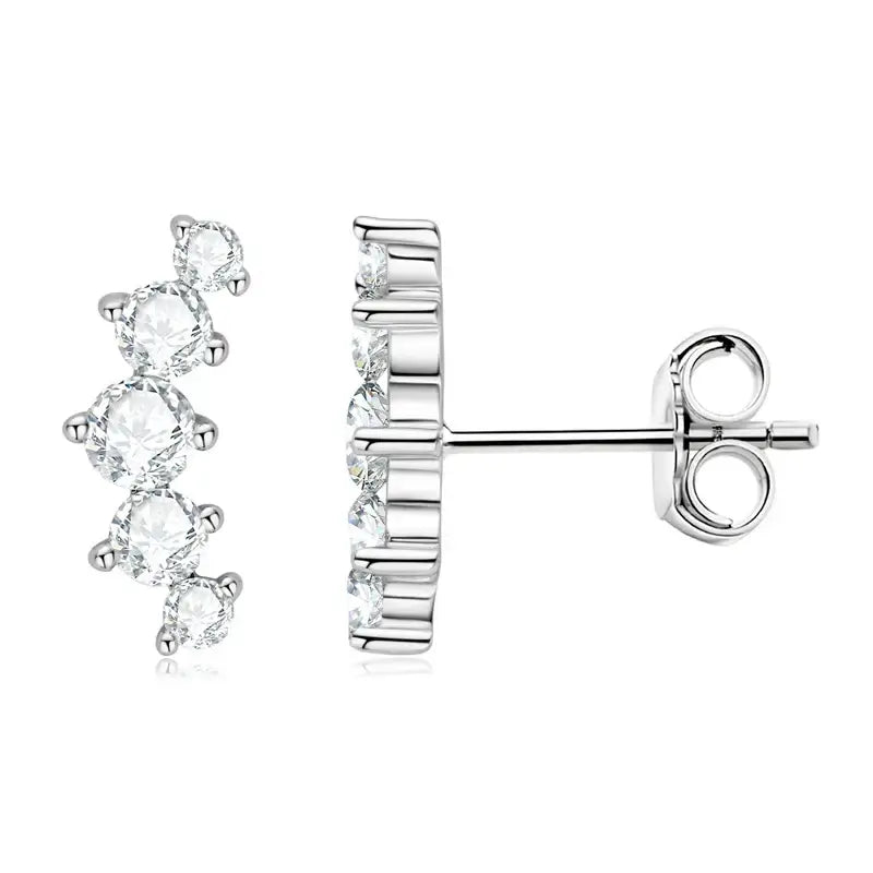 Boucles d'oreilles clous en moissanite, mini-clous d'oreilles montantes incurvées en argent sterling 925 pour femmes