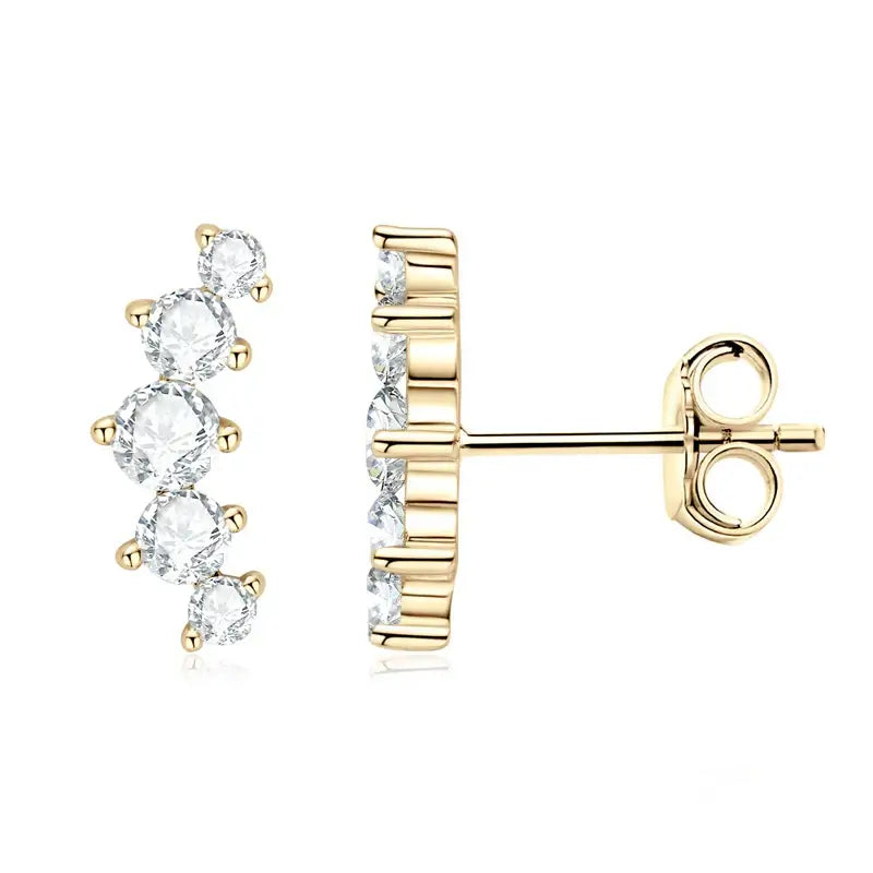 Boucles d'oreilles clous en moissanite, mini-clous d'oreilles montantes incurvées en argent sterling 925 pour femmes