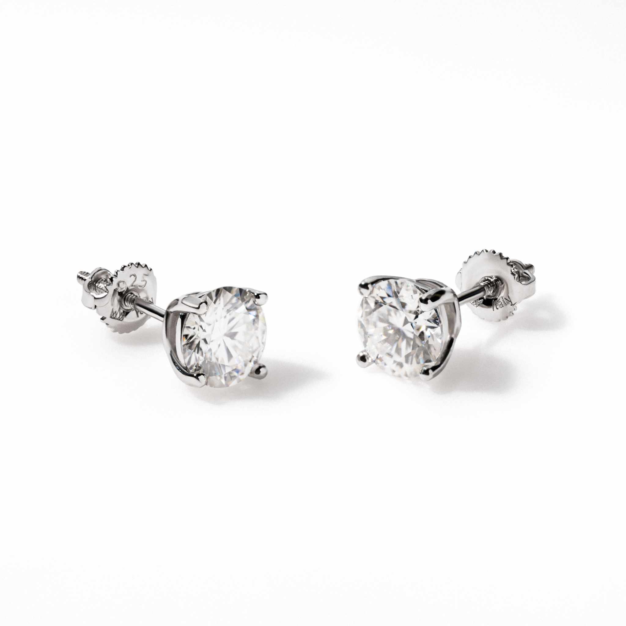 Moissanite Stud Solitaire Earrings in 925 Sterling Silver