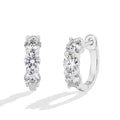 Moissanite Three-Stone Hoop Earrings 1.8 CTW Round Cut 925 Sterling Silver