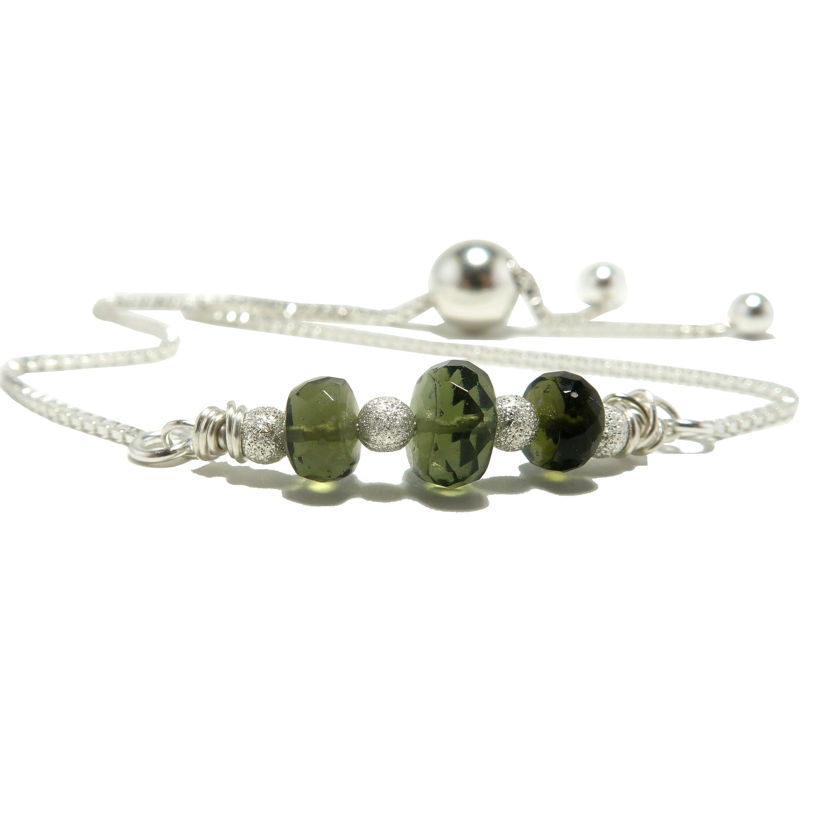 Moldavit Armband Halleys Komet Edelstein Sterlingsilber