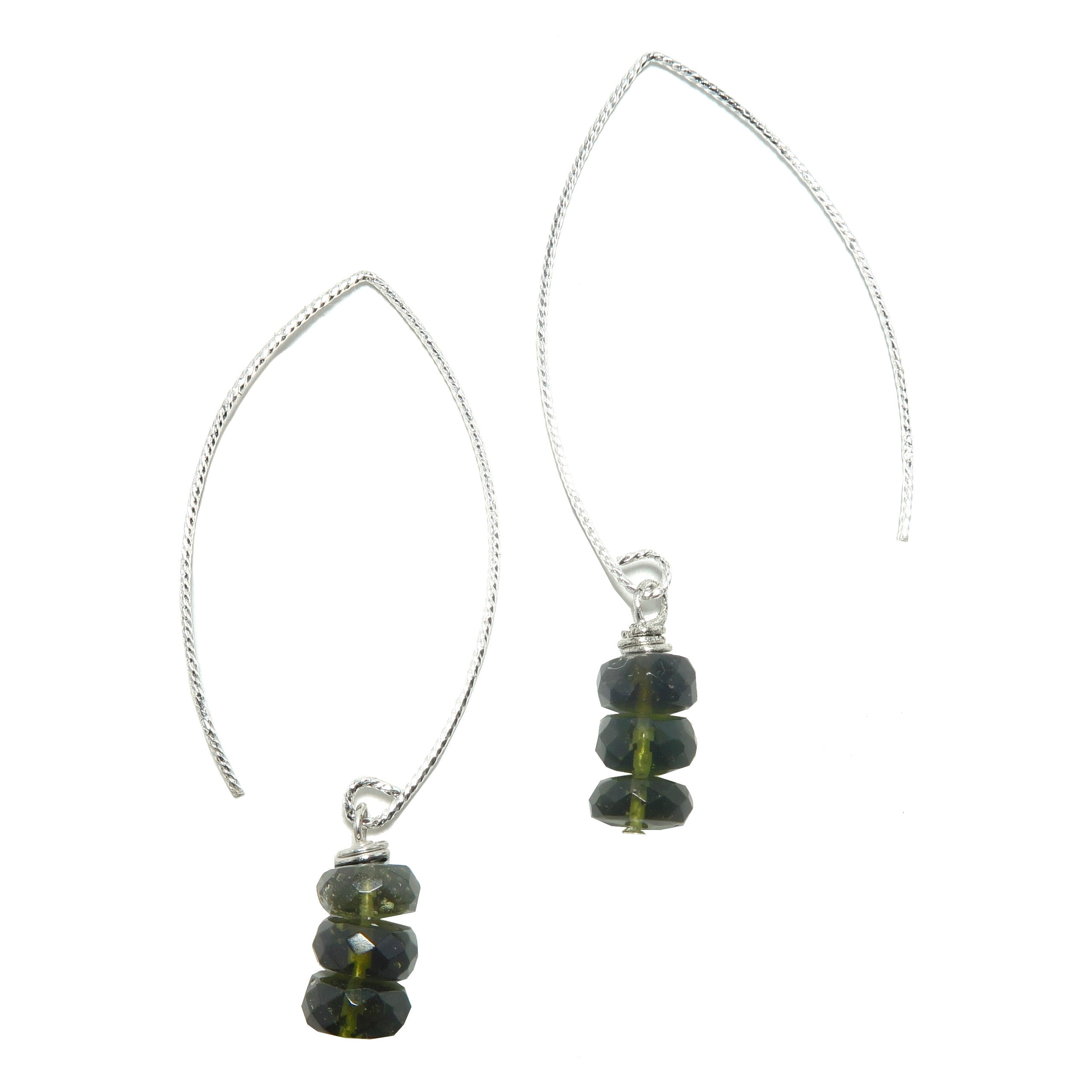 Moldavite Earrings Swing on a Star Gems Sterling Silver