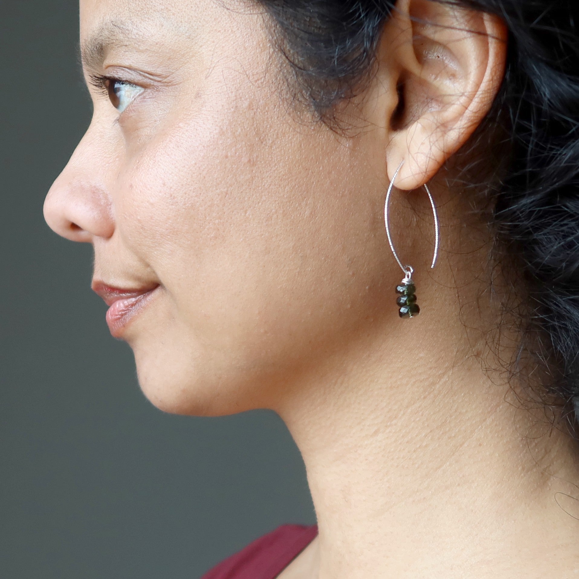 Moldavite Earrings Swing on a Star Gems Sterling Silver