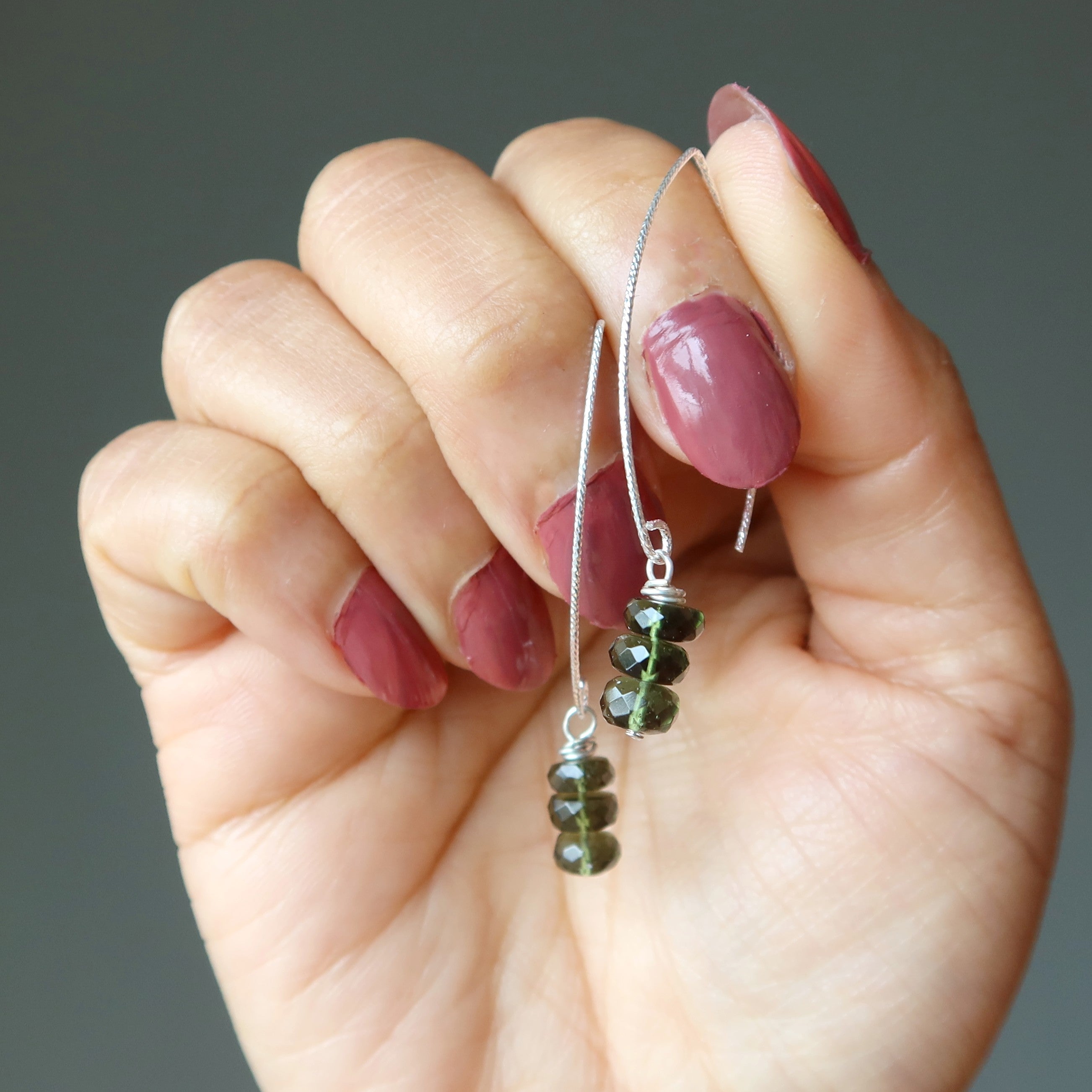 Moldavite Earrings Swing on a Star Gems Sterling Silver
