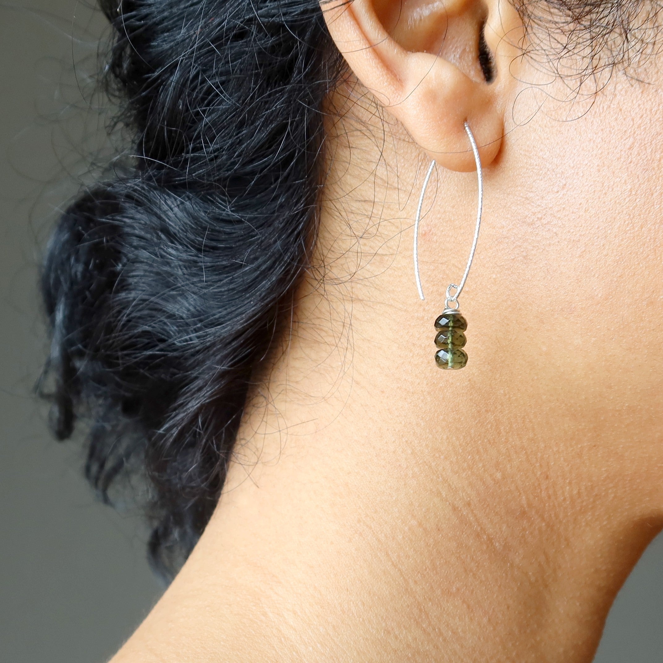 Moldavite Earrings Swing on a Star Gems Sterling Silver