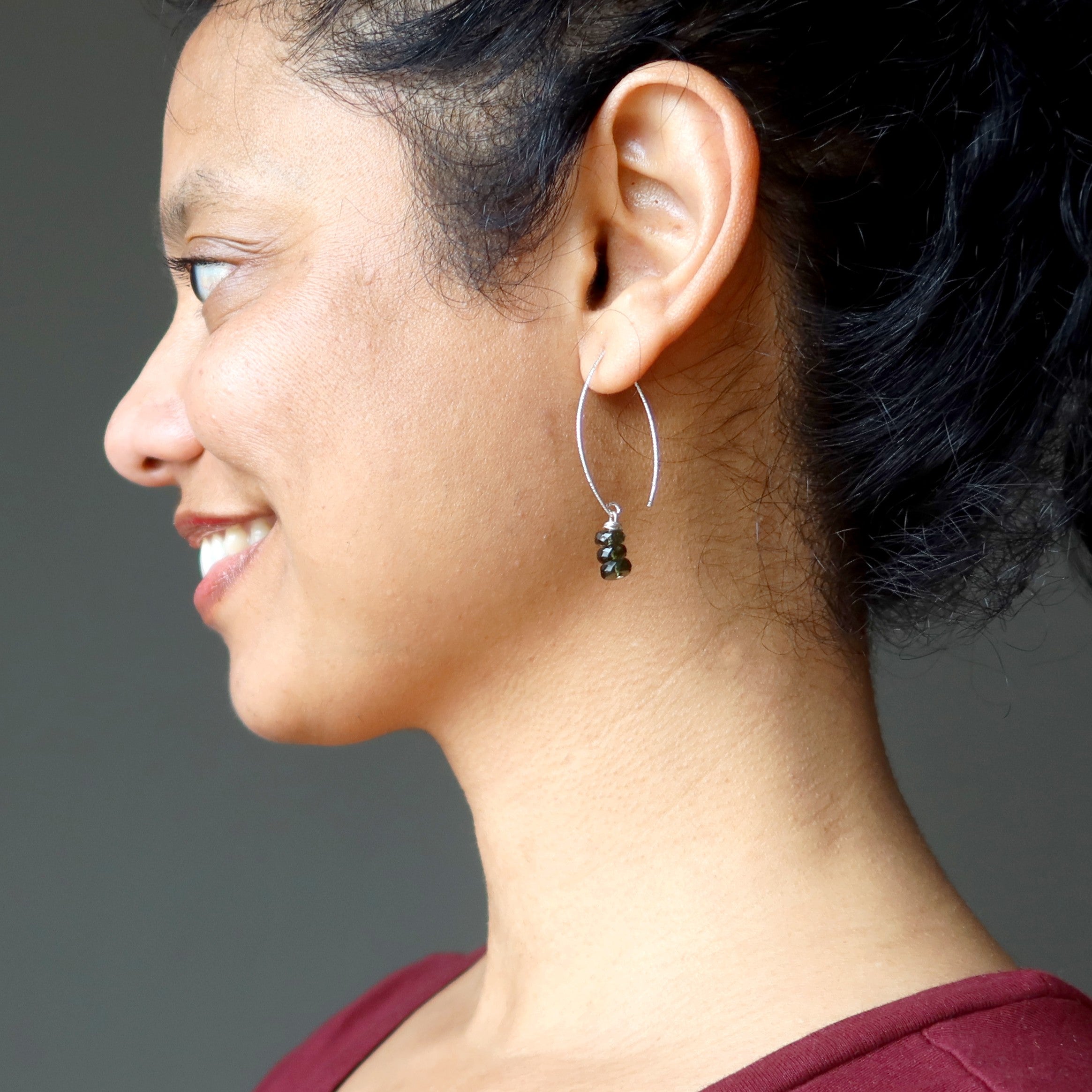 Moldavite Earrings Swing on a Star Gems Sterling Silver