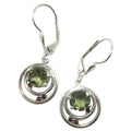 Moldavite Earrings Orbit of Love Garnet Gems Sterling Silver