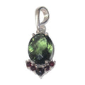 Moldavite Pendant Garnet Kiss Passion Sterling Silver