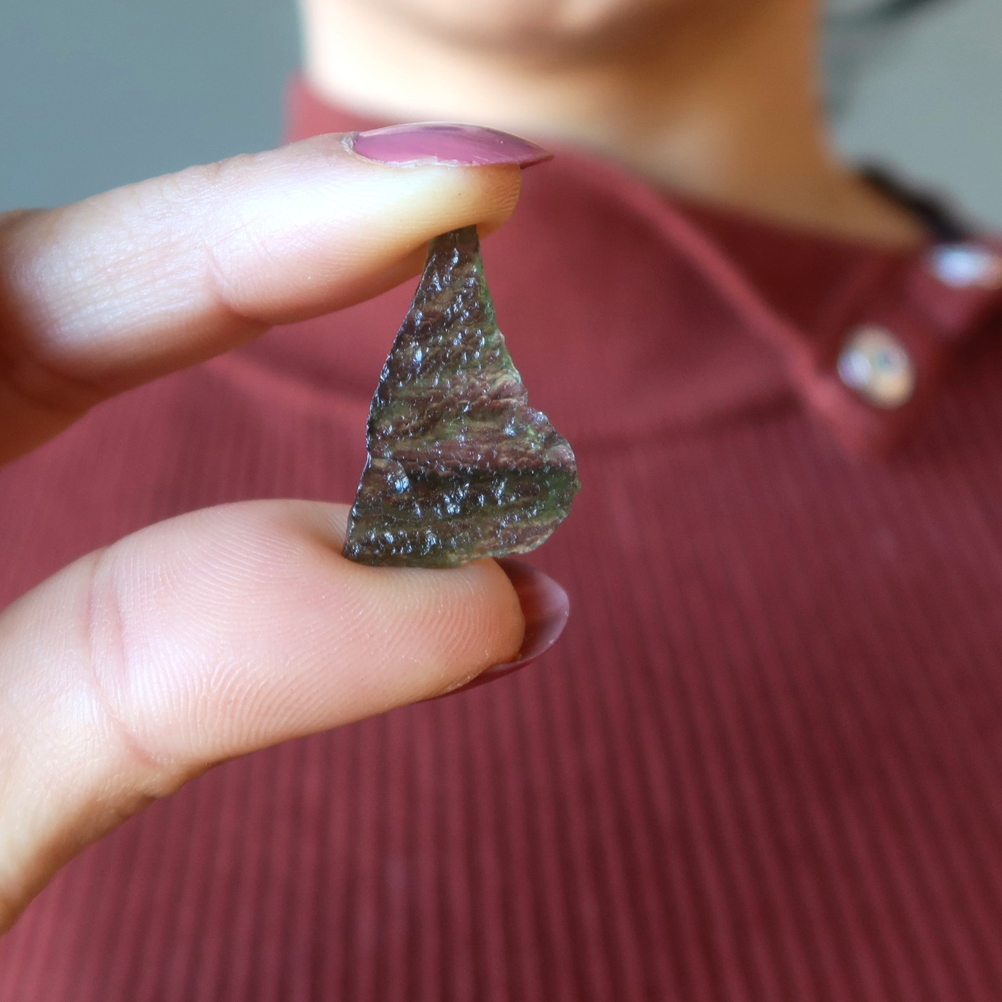 Moldavite Green Tektite Alien Shark Fin Gemstone