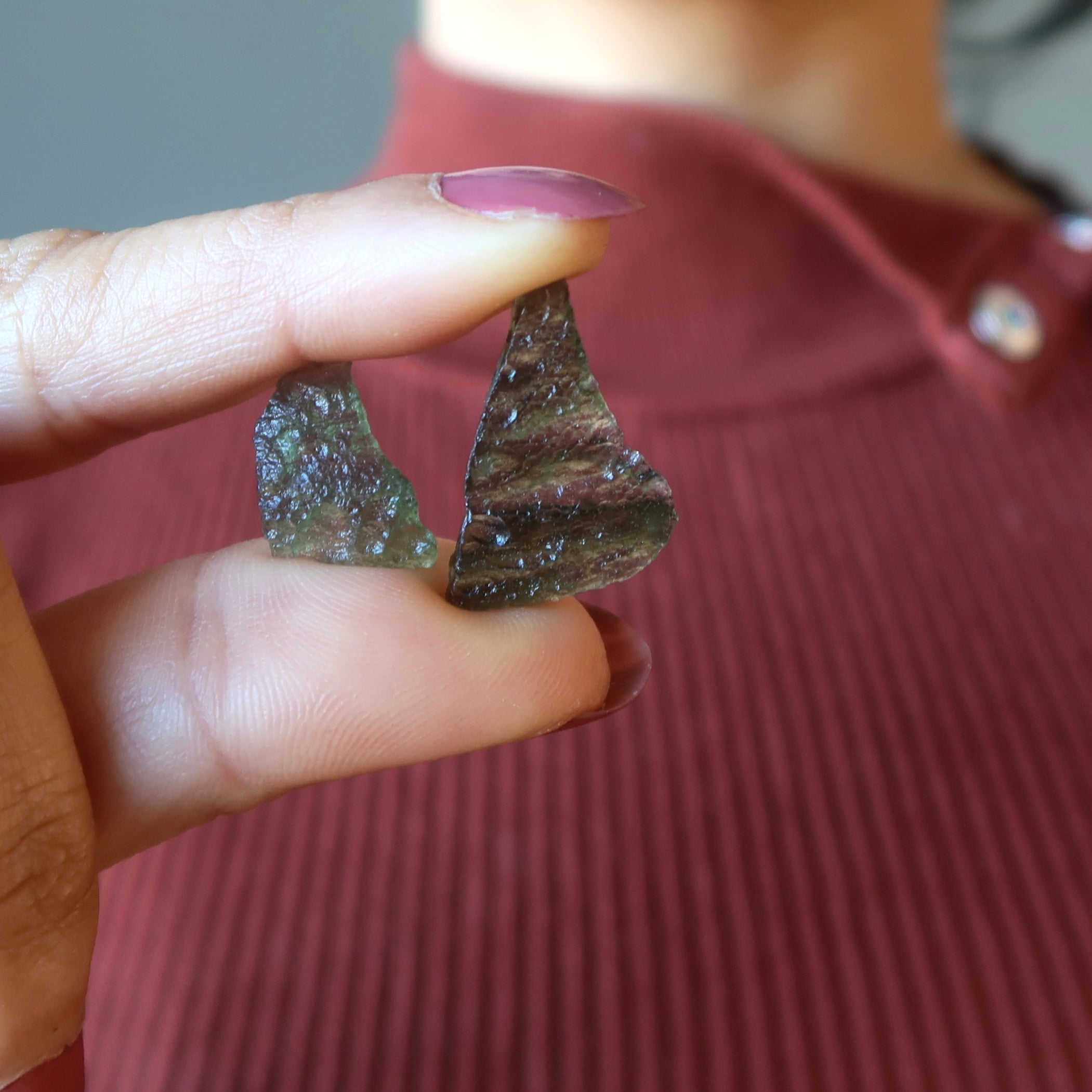 Moldavite Green Tektite Alien Shark Fin Gemstone