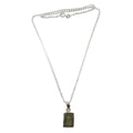 Collier moldavite fenêtre cosmique argent sterling gemme