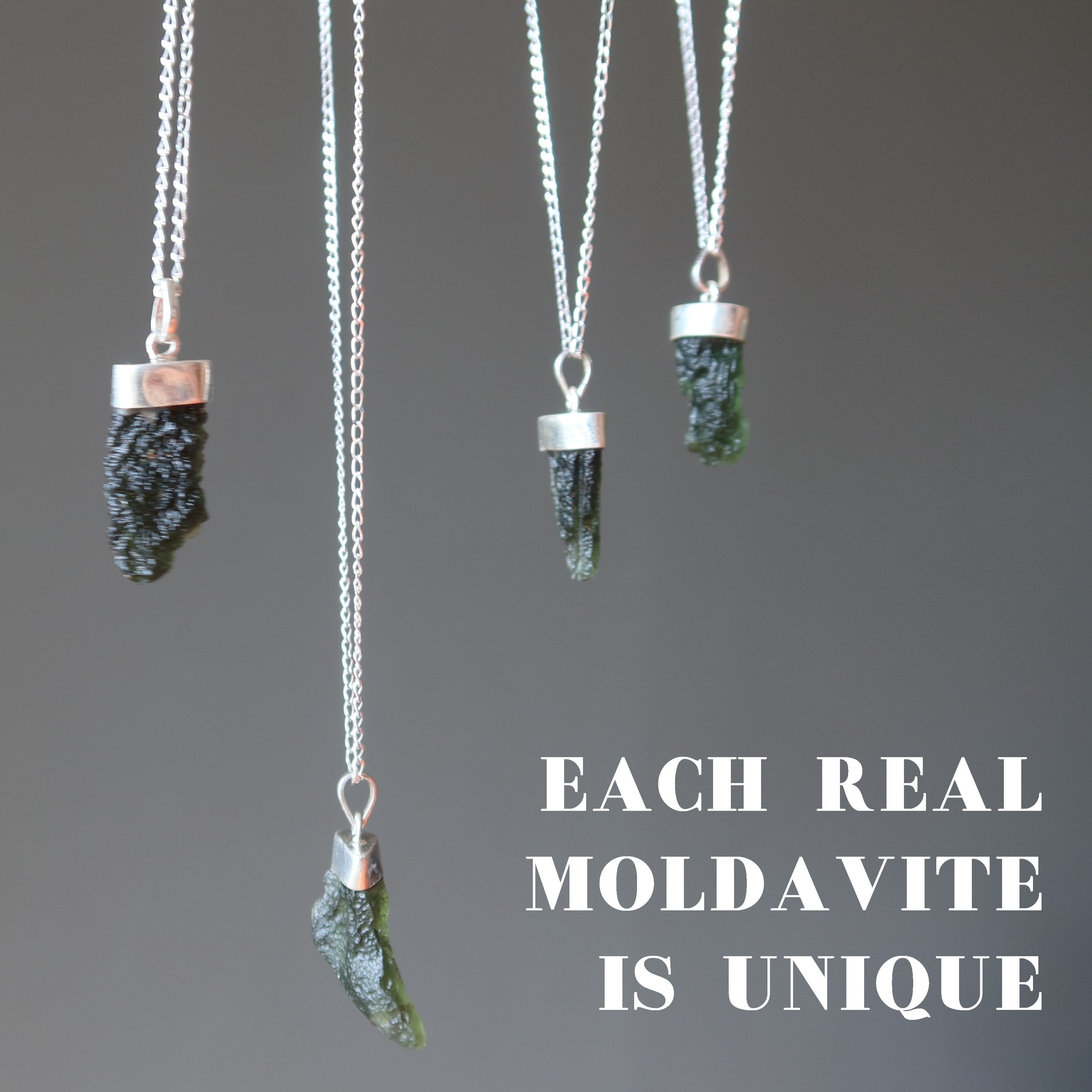 Collier Moldavite Graine de Haute Vibration Argent Sterling