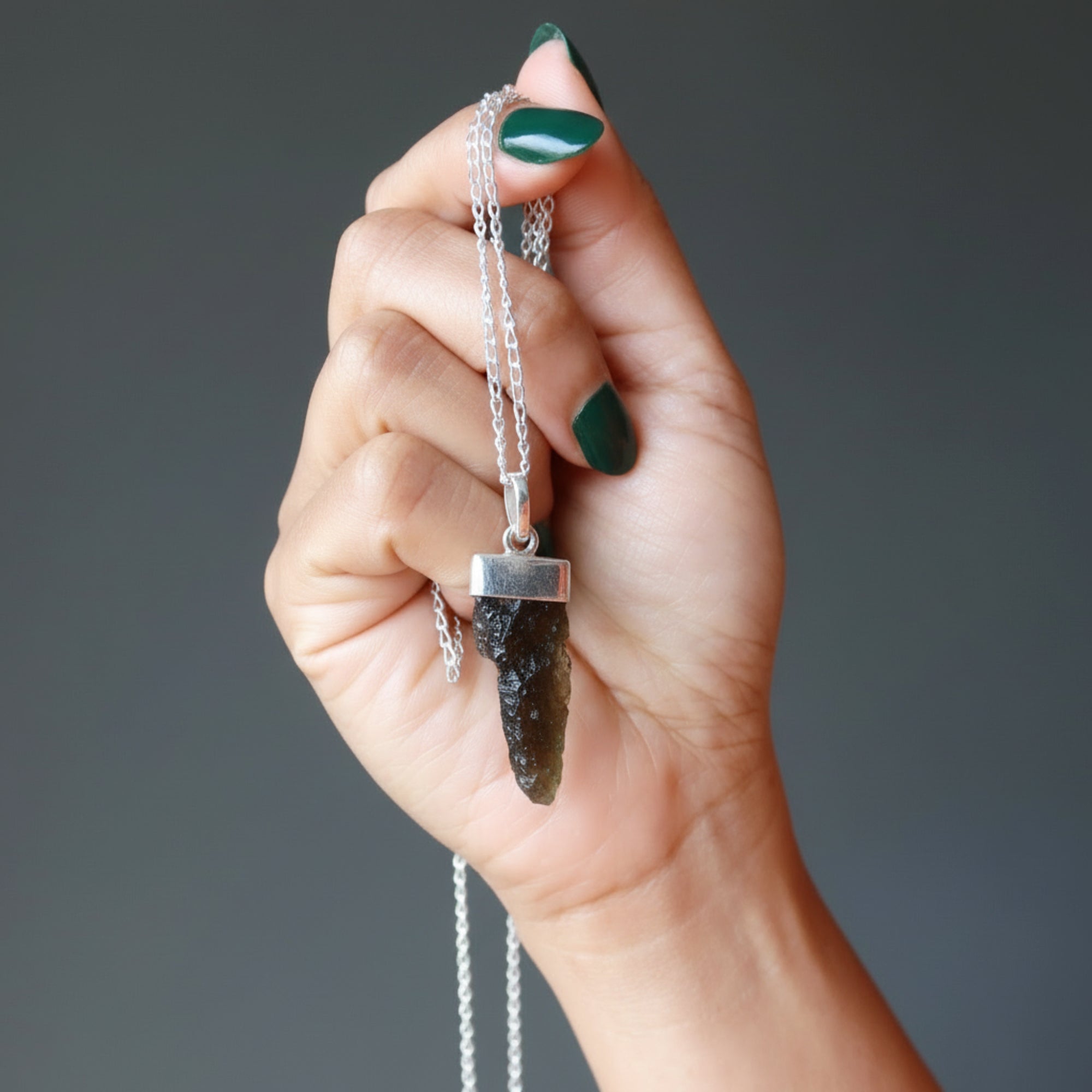 Collier Moldavite Graine de Haute Vibration Argent Sterling