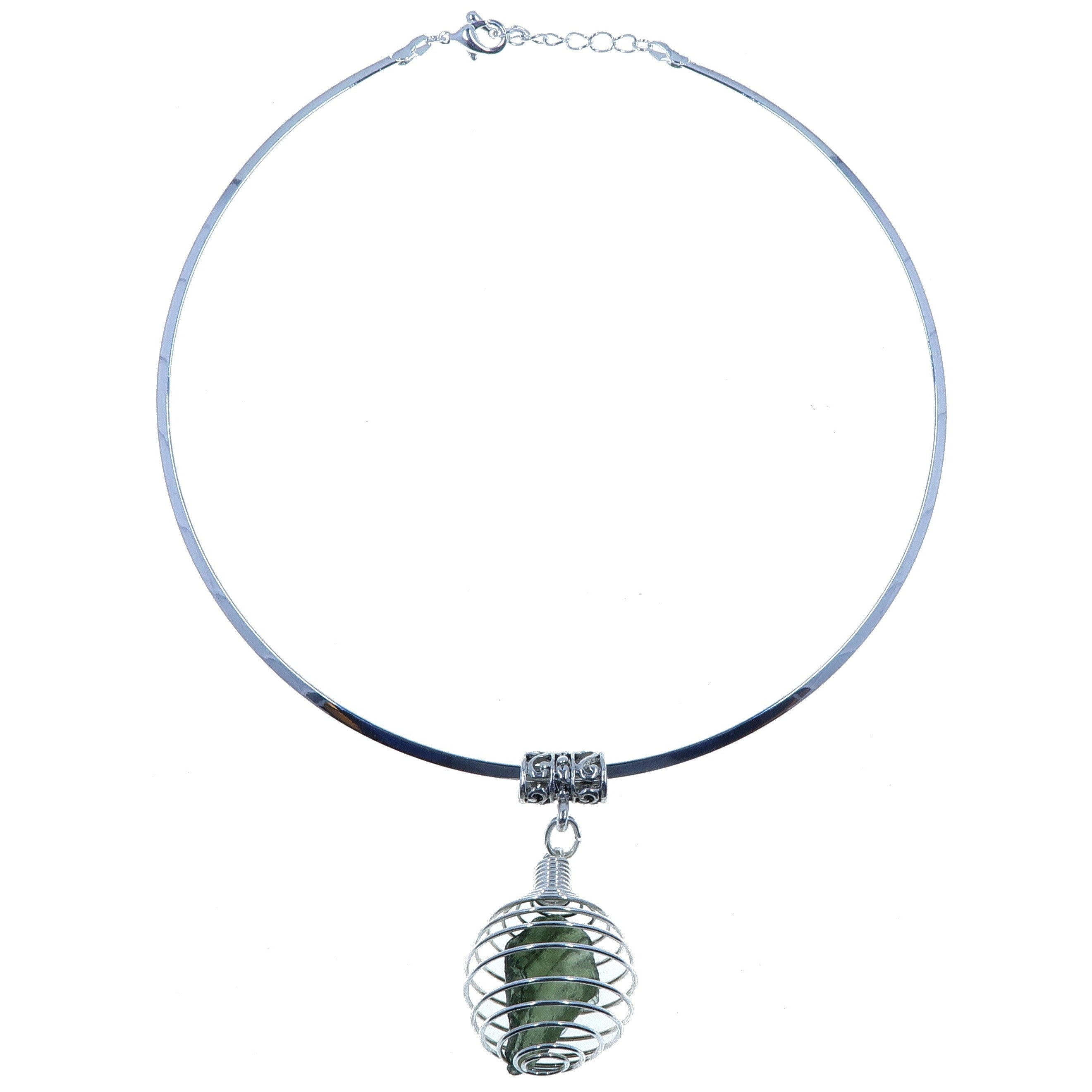 Moldavite Necklace Cosmic Catch Choker Green Tektite