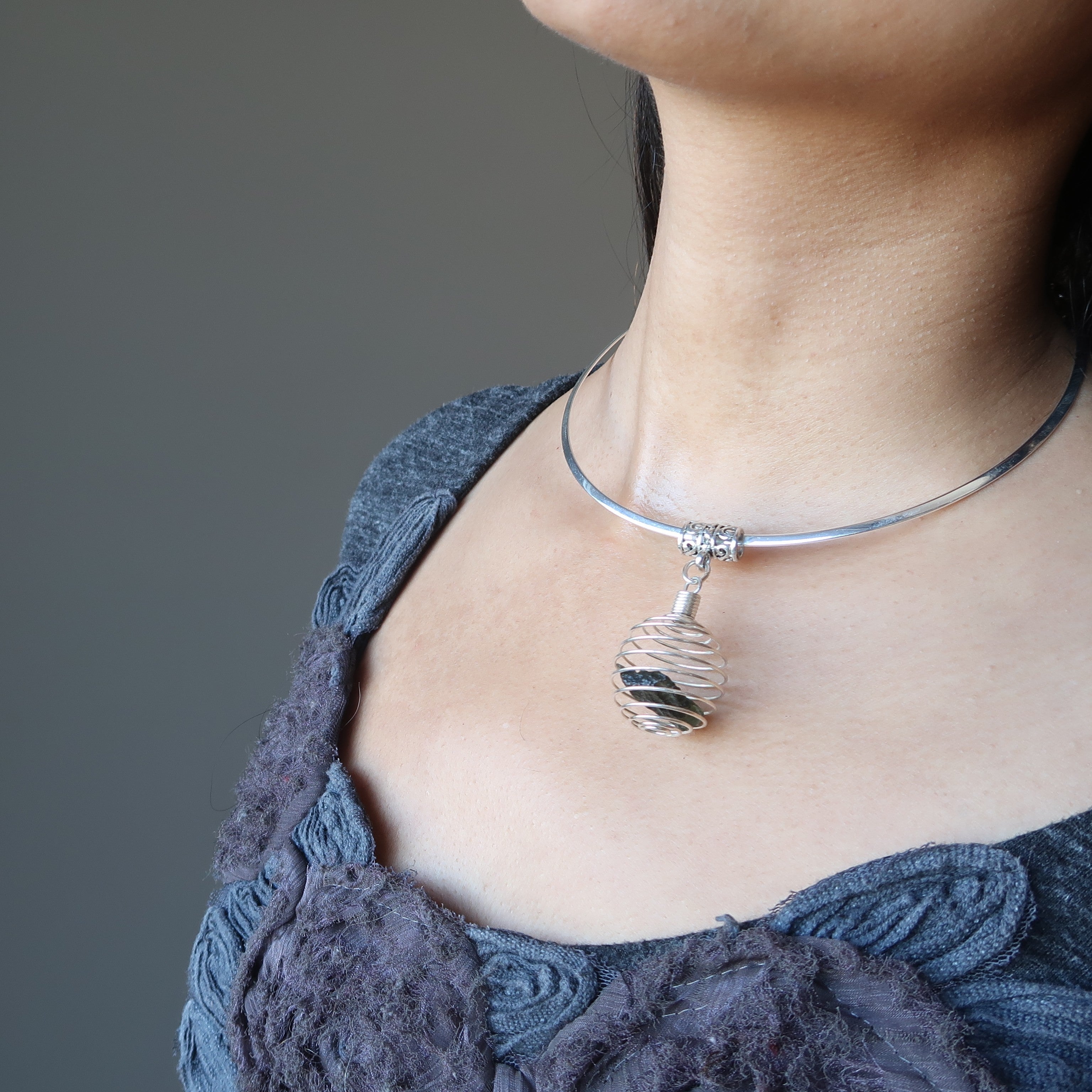 Moldavite Necklace Cosmic Catch Choker Green Tektite