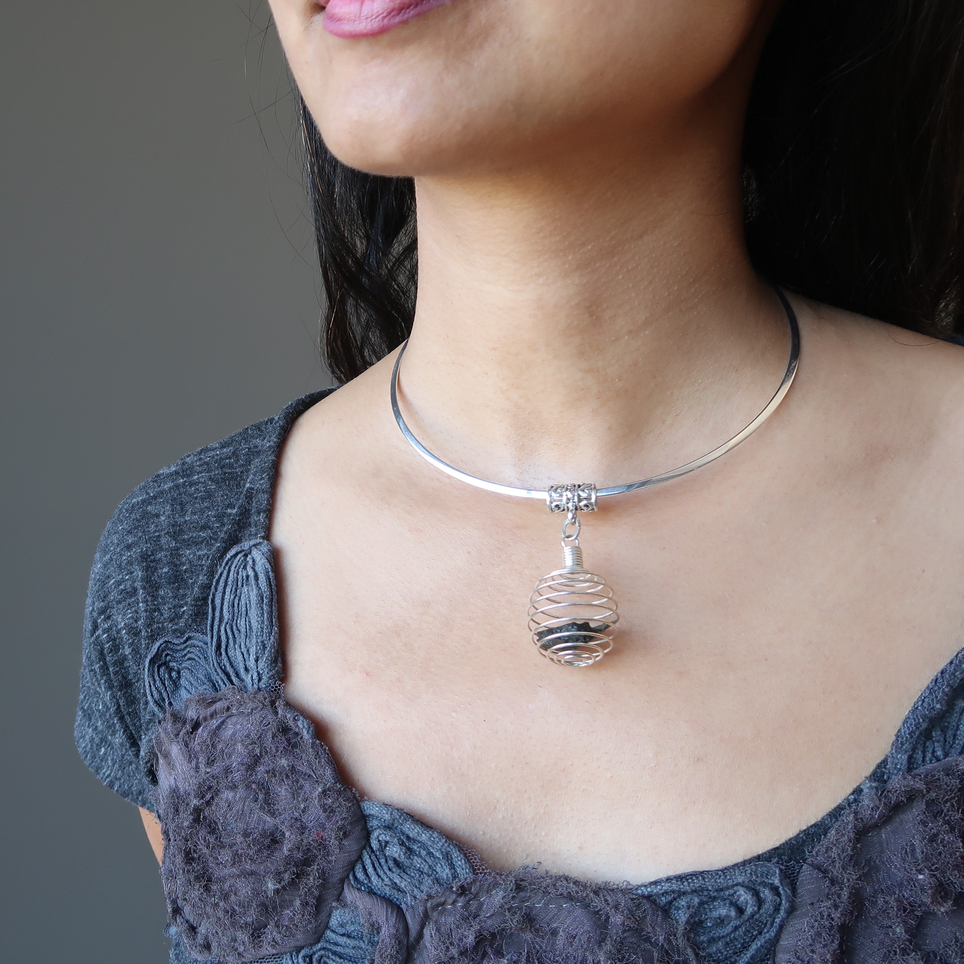 Moldavite Necklace Cosmic Catch Choker Green Tektite
