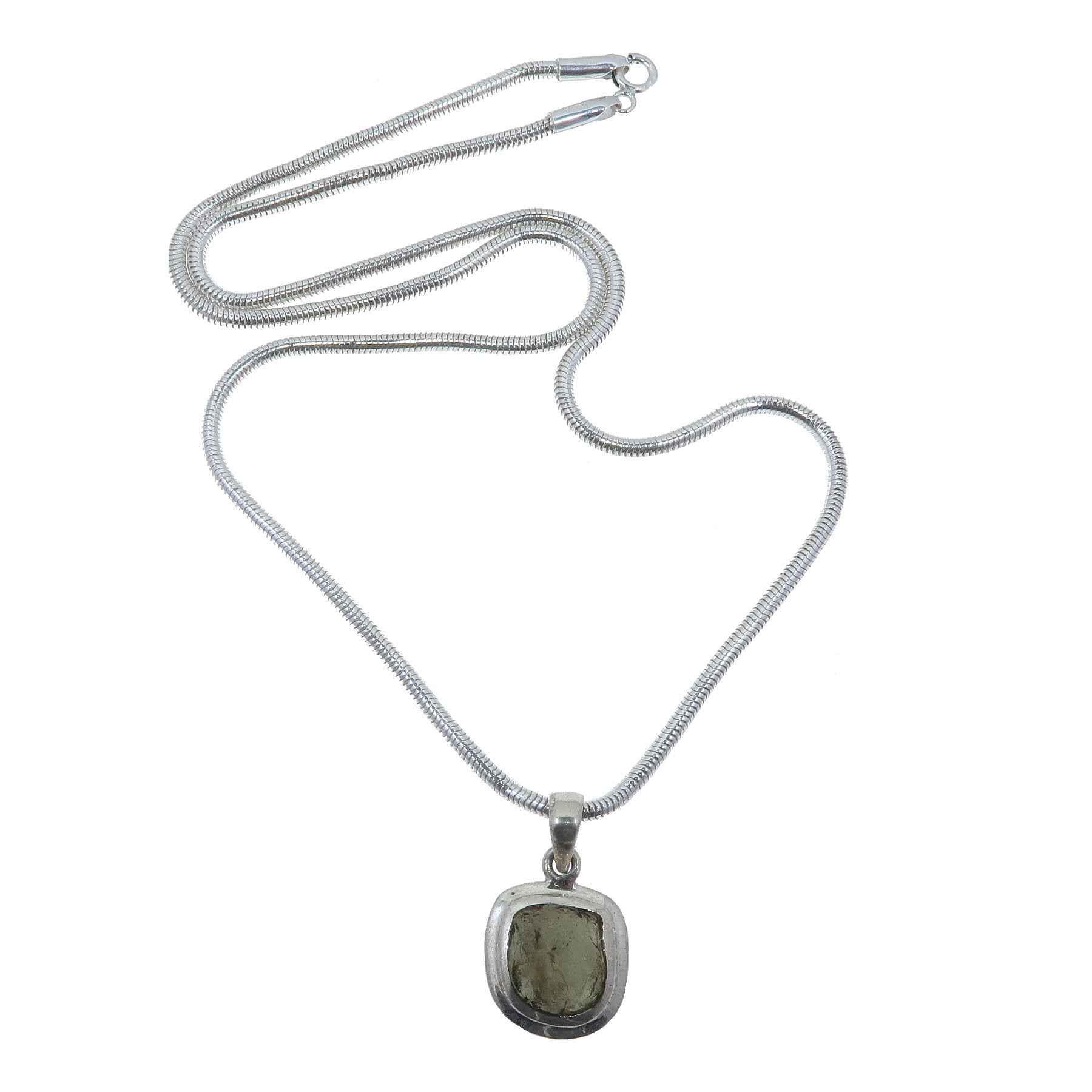 Moldavit-Halskette Brillant „Sternschnuppe“ Sterlingsilber