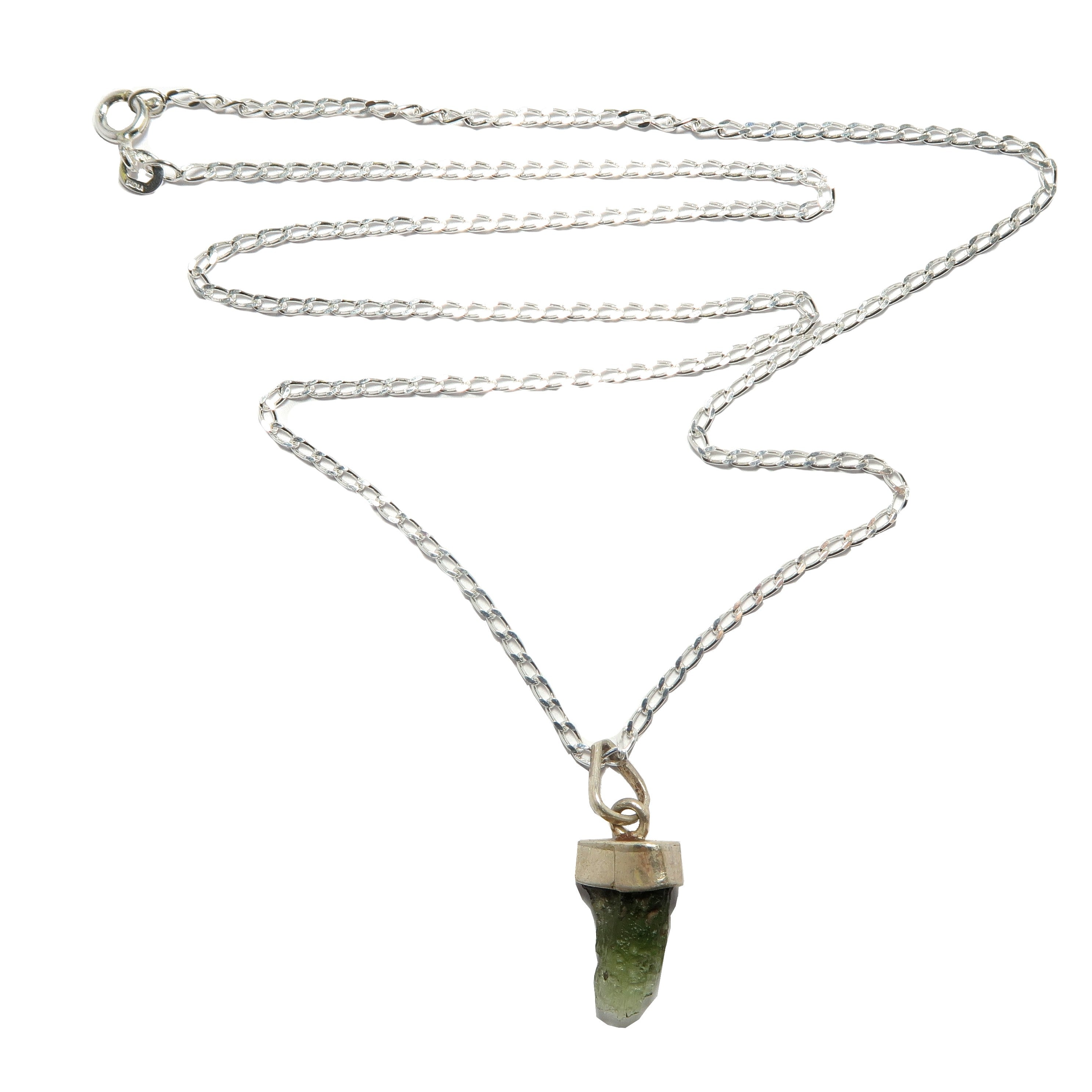 Collier Moldavite Graine de Haute Vibration Argent Sterling