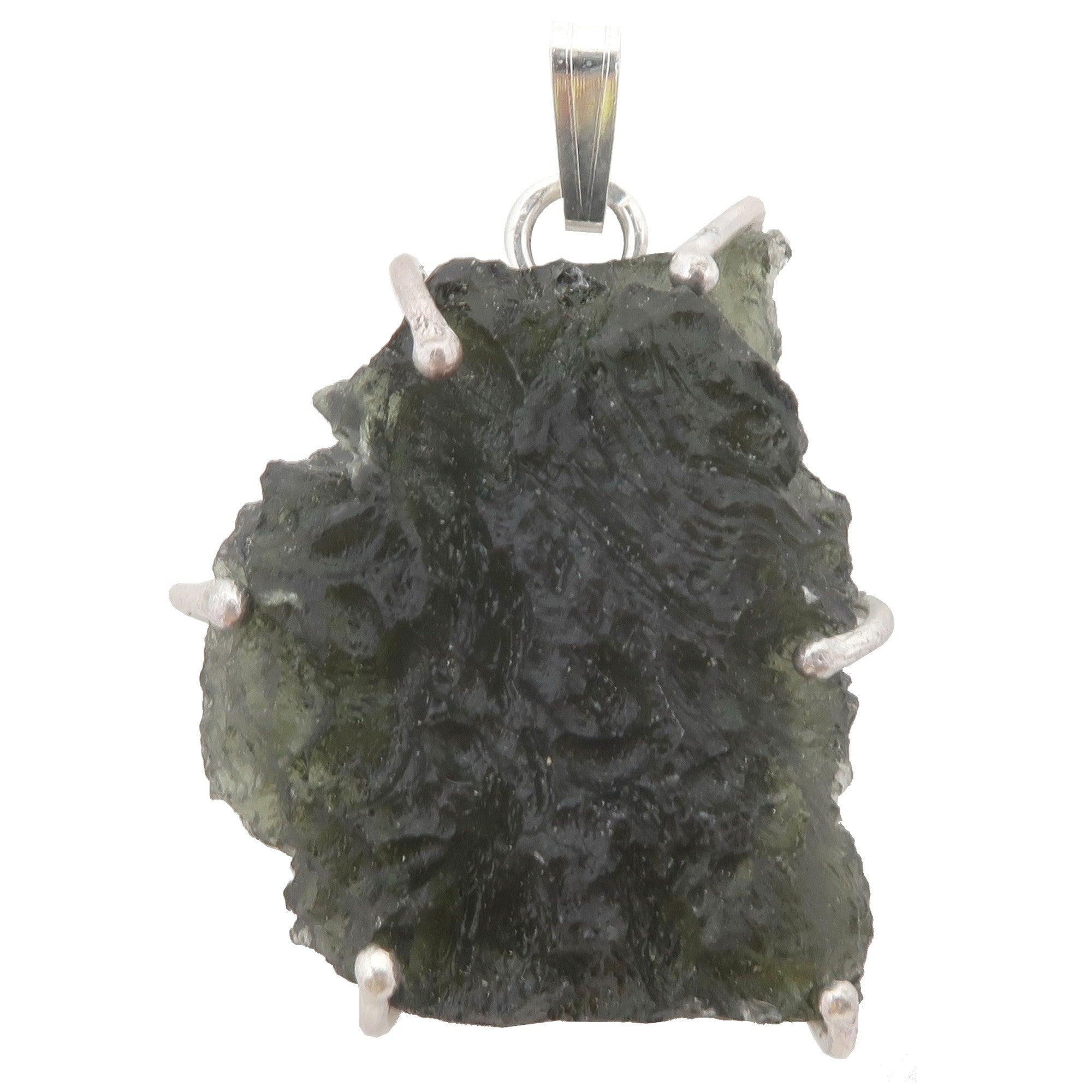 Moldavite Pendant Green Tektite Alien Sterling Silver