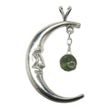 Pendentif en Moldavite Étoile Scintillante et Lune en Argent Sterling
