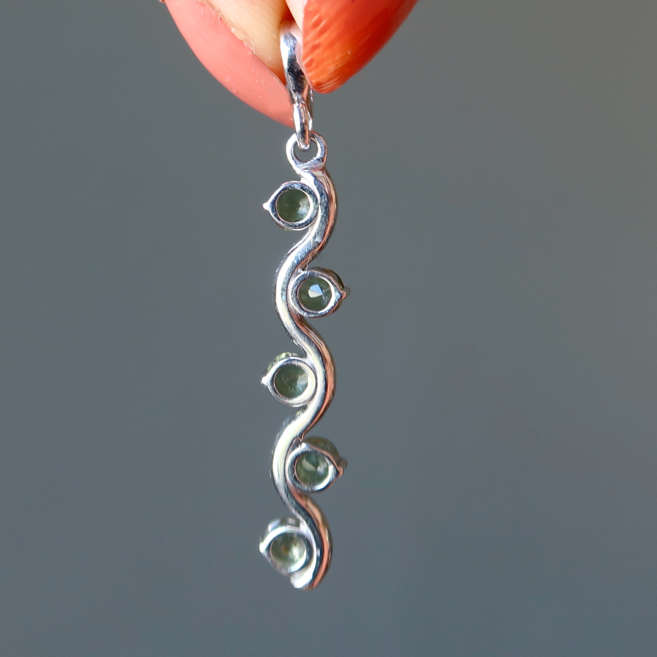 Moldavit-Anhänger Sternbild Leier Sterlingsilber