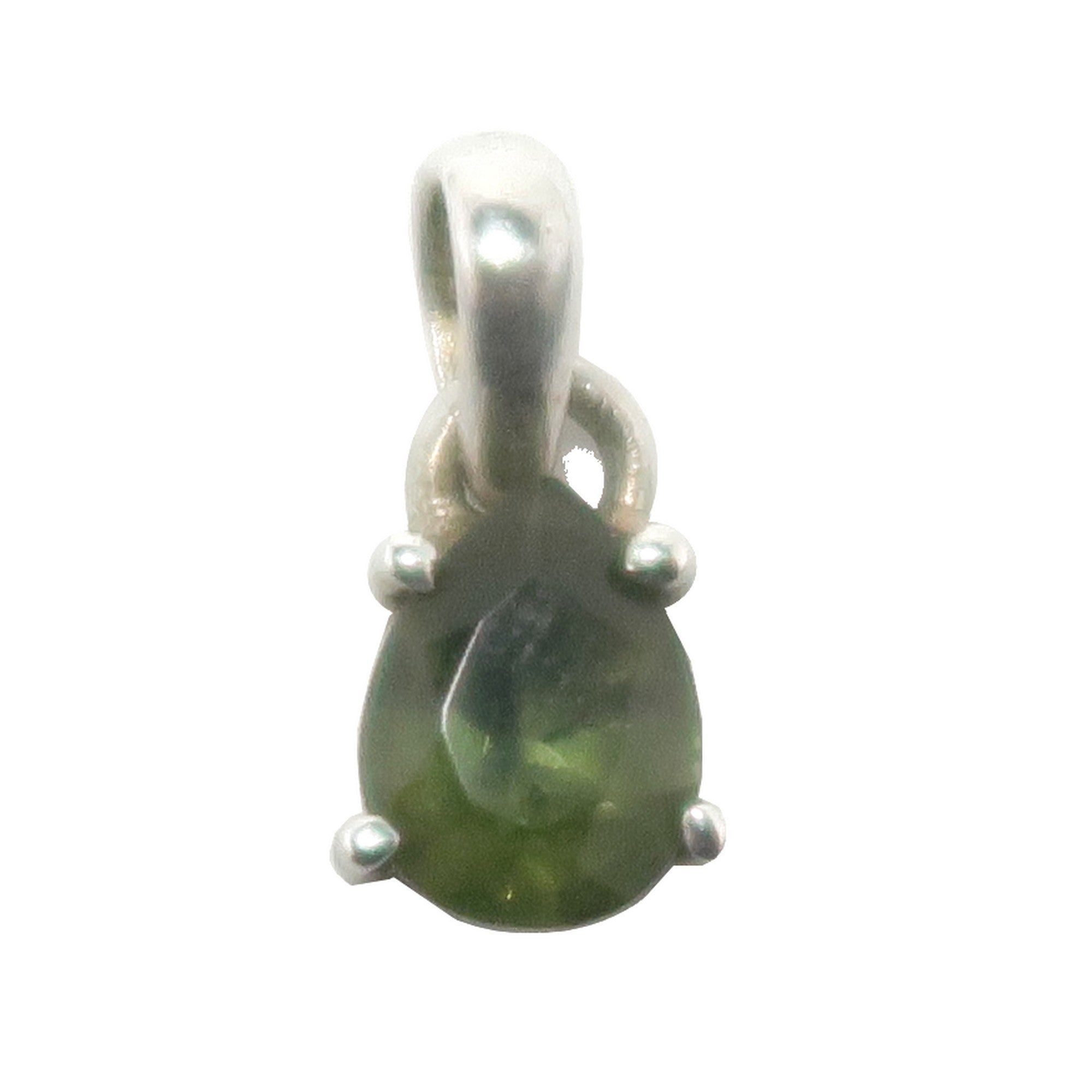 Moldavit-Anhänger Galaktisches Grün Birne Sterling Silber